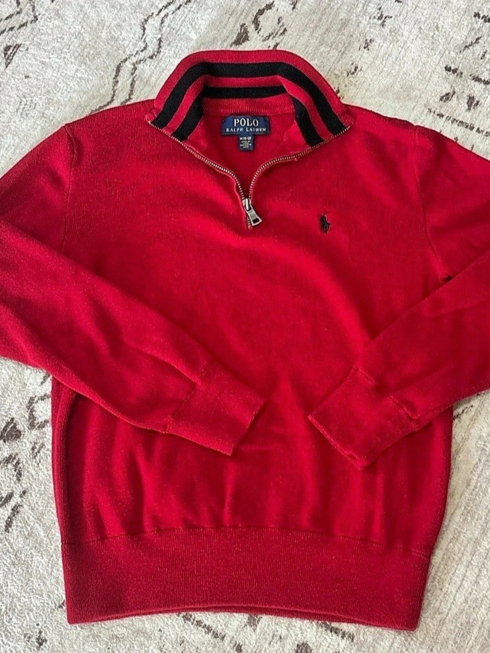 Polo Ralph Lauren Boys Striped Quarter-Zip Pullover Red Medium (10/12)
